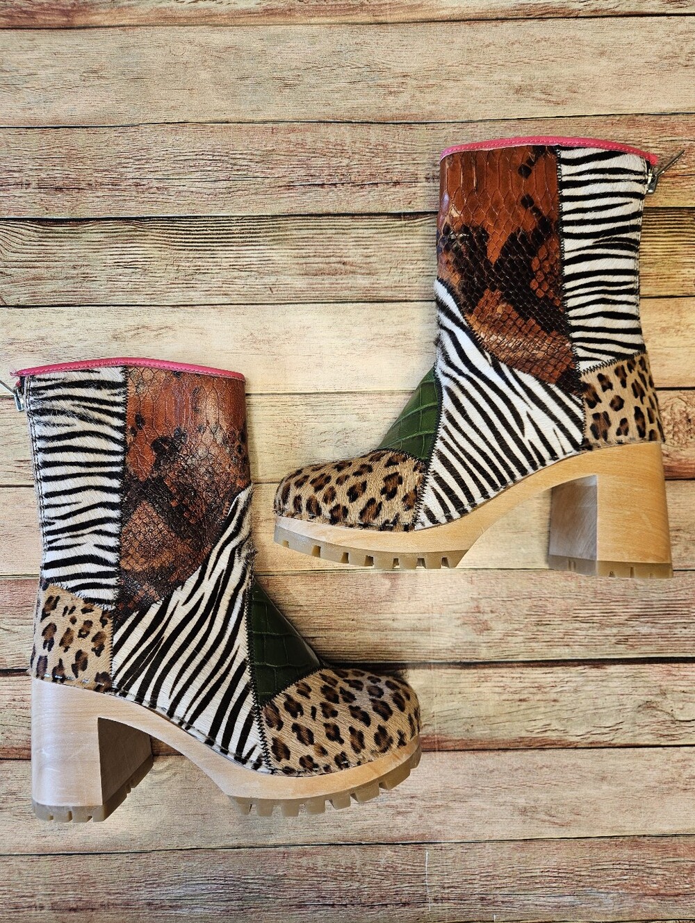 Swedish Hasbeens Jungle Genuine Calf Hair Bootie. Size 38
